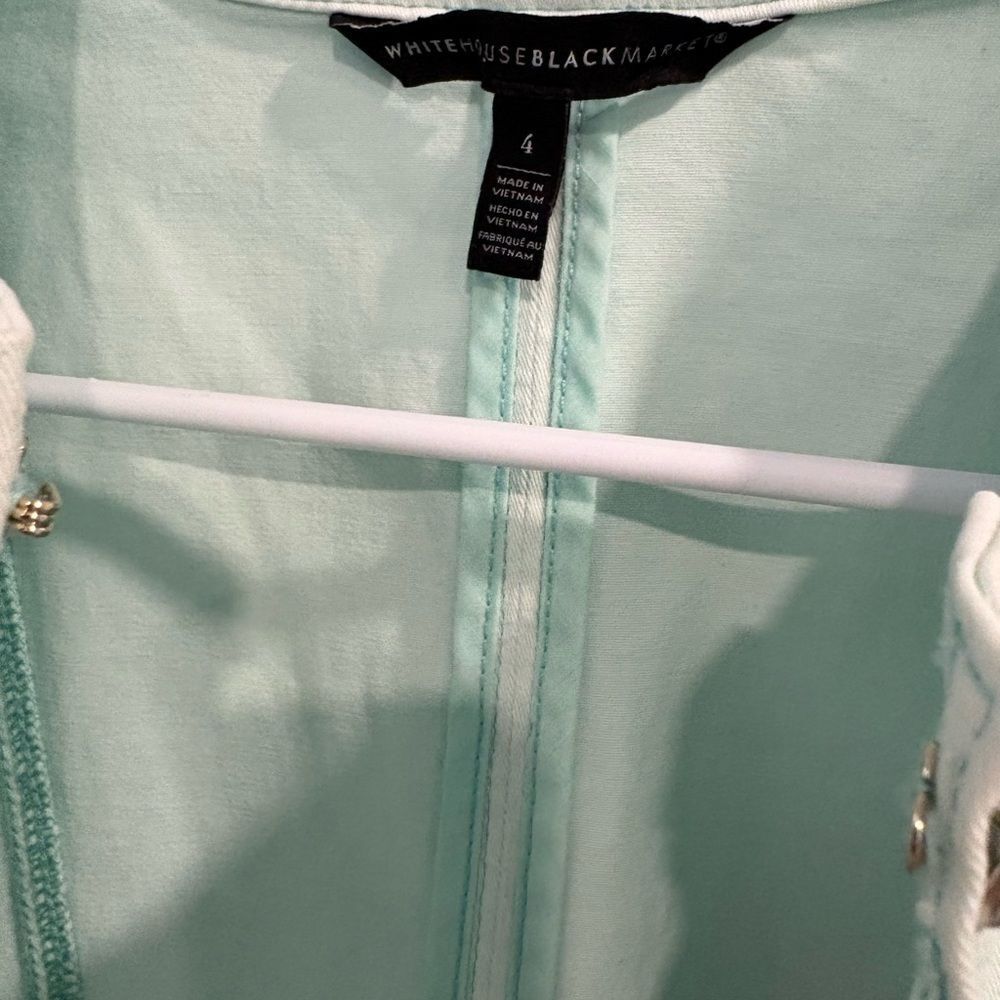 White House Black Market Light Mint Green Jacket Beautifully Military Style - Picture 3 of 16